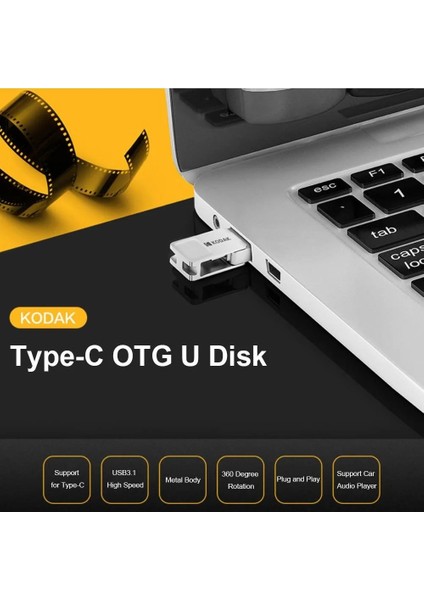 128 GB Orijinal Kodak K223C Metal USB Flash Sürücü 64 GB 128 GB Usb3.1 80 Mb/s Memory Stick Otg U Disk Mini Pendrive Tip-C Akıllı Telefon Için (Yurt Dışından)