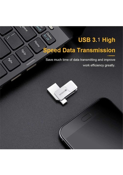 128 GB Orijinal Kodak K223C Metal USB Flash Sürücü 64 GB 128 GB Usb3.1 80 Mb/s Memory Stick Otg U Disk Mini Pendrive Tip-C Akıllı Telefon Için (Yurt Dışından)
