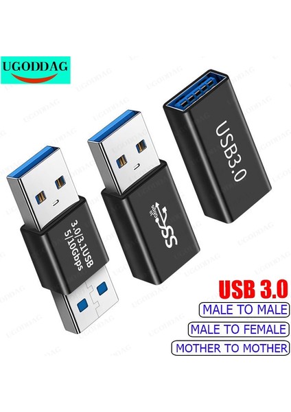 Erkek Kadın 1 Adet USB 3.0 Konektörü Usb'den Usb'ye Adaptör 5 Gbps Gen1 Erkek - Erkek Dişi USB Dönüştürücü SSD HDD Kablosu Genişletici USB 3.0 Uzatma Fişi (Yurt Dışından)