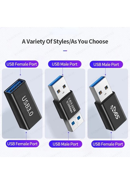 Erkek Kadın 1 Adet USB 3.0 Konektörü Usb'den Usb'ye Adaptör 5 Gbps Gen1 Erkek - Erkek Dişi USB Dönüştürücü SSD HDD Kablosu Genişletici USB 3.0 Uzatma Fişi (Yurt Dışından)