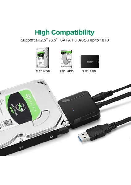 Ab Tak ile 40 cm USB 3.0 Sata 3 Adaptör Dönüştürücü Kablo Usb3.0 Sabit Disk Dönüştürücü Kablo Samsung Seagate Wd 2.5 3.5 HDD SSD Adaptörü (Yurt Dışından)