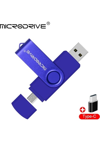 Mavi 128 GB Yüksek Hızlı Akıllı Otg Mikro USB Flash Sürücü 128 GB 64 GB Memoria USB Flash Sürücü 32 GB 2.0 Kalem Sürücü Cle USB C Tipi Adaptör (Yurt Dışından)