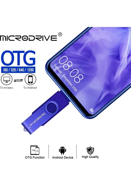 Mavi 128 GB Yüksek Hızlı Akıllı Otg Mikro USB Flash Sürücü 128 GB 64 GB Memoria USB Flash Sürücü 32 GB 2.0 Kalem Sürücü Cle USB C Tipi Adaptör (Yurt Dışından)