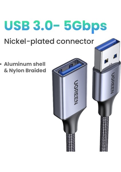 5 Gbps-Metal Gri 2 M Uyeşıl USB Uzatma Kablosu Akıllı Dizüstü Pc Tv Için USB 3.0 Kablosu Xbox One SSD USB 3.0 2.0 Genişletici Kablosu Mini Hızlı Hızlı Kablo (Yurt Dışından)