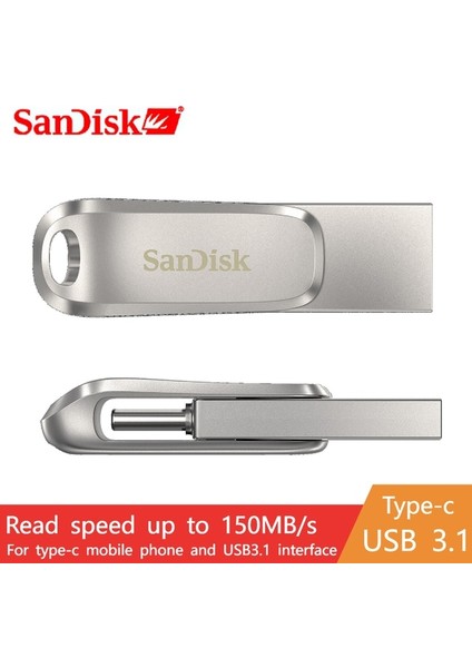 Sdddc4 128 GB Orijinal Sandisk USB Flash Sürücü 32 GB 64 GB 128 GB 256 GB 512 GB 1 Tb Tip-C Otg USB 3.1 Memory Stick Metal U Disk Sdddc4 Pendrive (Yurt Dışından)
