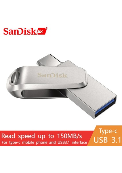 Sdddc4 128 GB Orijinal Sandisk USB Flash Sürücü 32 GB 64 GB 128 GB 256 GB 512 GB 1 Tb Tip-C Otg USB 3.1 Memory Stick Metal U Disk Sdddc4 Pendrive (Yurt Dışından)