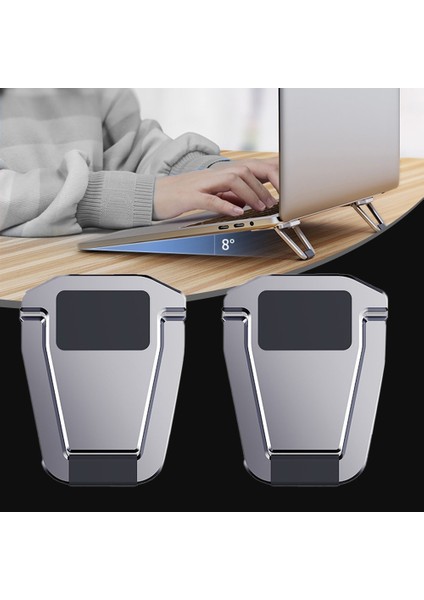 Gri 2 Adet Dizüstü Bilgisayar Standı Taşınabilir Görünmez Hafif Seyahat Soğutma Pedi Mini Kickstand Çok Fonksiyonlu Klavye Montaj Tutucu Tablet (Yurt Dışından)
