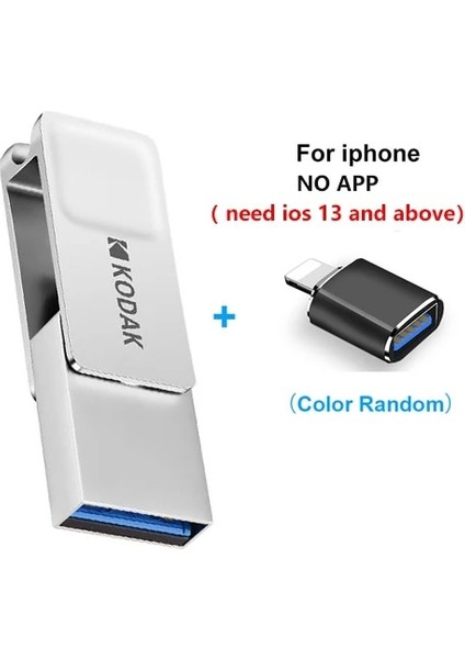 IPhone Için Adaptör 64GB Yeni Kodak K223C Metal USB Flash Sürücü 32GB 64GB 128GB Usb3.1 80MB/S Memory Stick Otg U Disk Mini Pendrive Type-C Akıllı Telefon Için (Yurt Dışından)
