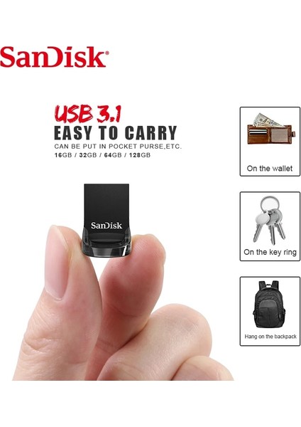 128 GB Sandisk Ultra Fit USB 3.1 Flash Sürücü 16 GB 32 GB 64 GB 128 GB 256 GB USB 3.1 Gen 1 Max 130 Mb/s Kalem Sürücü Mini Memory Stick Kalem Sürücü (Yurt Dışından) fırsatları