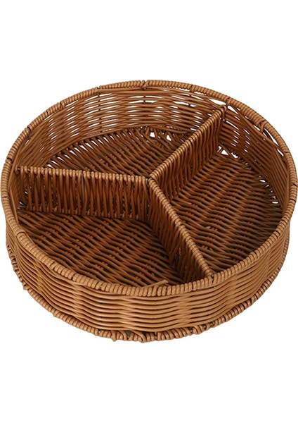 Rattan Sepetleri Yuvarlak Meyve Sepetleri Ör Dekoratif Aperatif Tepsisi Çapı 28 cm (Yurt Dışından)