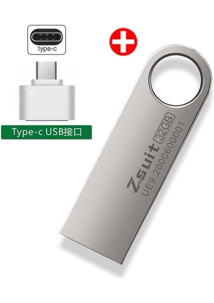 USB ve Tip-C 2.0-128 GB Z-Suit USB Bellek USB Bellek Kalem Sürücü Süspansiyon Sürücüsü USB Flash 128 GB Su Geçirmez USB Flash Sürücü Dizüstü Bilgisayar/telefon Için Metal USB (Yurt Dışından)