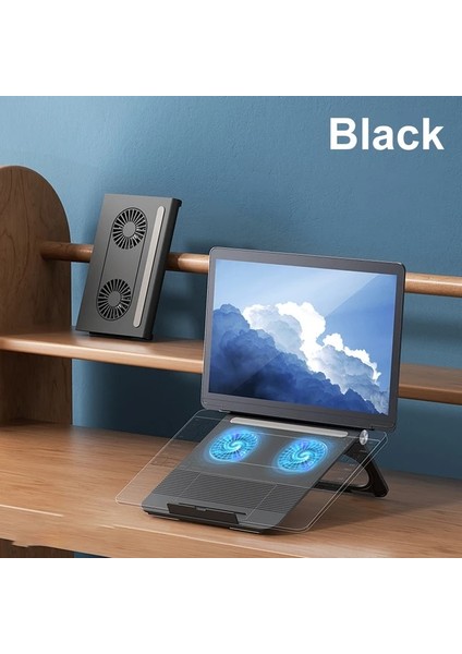 Siyah Dizüstü Radyatör Hava Dizüstü Soğutucu 2 Fanlı Oyun Dizüstü Bilgisayar Standı Bilgisayar Soğutucu Fan Tabanı Dilsiz Soğutma Tutucu Macbook Air Için (Yurt Dışından)