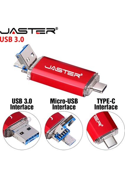 Gül Altın 64GB Çok Fonksiyonlu Metal Otg USB 3.0 Flash Disk 4g 8g 16G 32GB 64G 128G Mikro USB Kalem Sürücüler Kırmızı Tpc Memory Stick U Disk Özel Logo (Yurt Dışından)