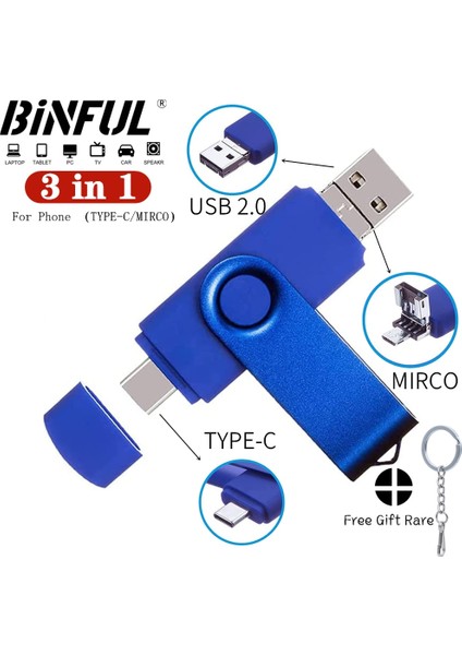 Siyah 128 GB 100% Tam Yeni Otg USB Flash Sürücü 512 GB 256G128G Kalem Sürücü 64G 32 GB 16G Pendrive 3 In 1 Mikro Tip-C USB Sopa Telefon Android Için (Yurt Dışından)
