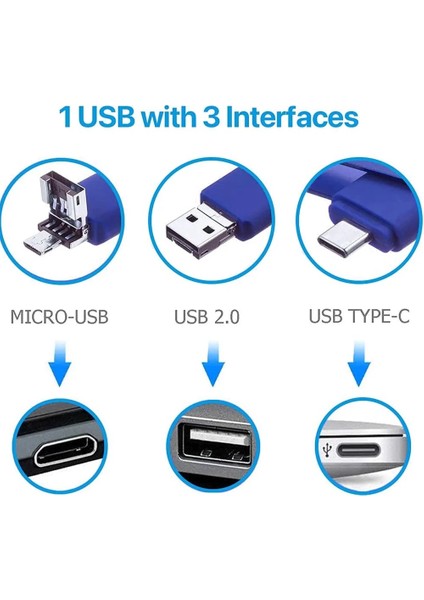 Siyah 128 GB 100% Tam Yeni Otg USB Flash Sürücü 512 GB 256G128G Kalem Sürücü 64G 32 GB 16G Pendrive 3 In 1 Mikro Tip-C USB Sopa Telefon Android Için (Yurt Dışından)