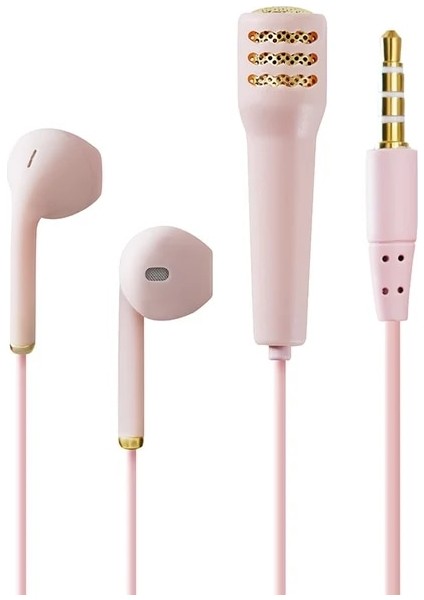 Pembe Mini Taşınabilir 3.5mm Stereo Stüdyo Mikrofon Kulaklık ile Ktv Karaoke Mini Mikrofon Akıllı Telefon Dizüstü Pc Masaüstü El Ses (Yurt Dışından)