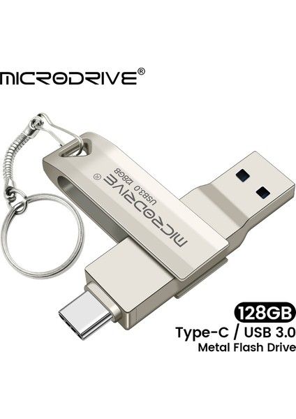 Gümüş 64GB Tip C 2'si 1 Arada USB 3.0 Flash Sürücü Otg Yüksek Hızlı Kalem Sürücü 64GB Mikro USB Çubuk Harici Depolama (Yurt Dışından)