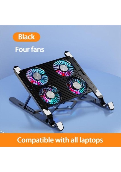 4 Fans Ryra Katlanabilir Dizüstü Bilgisayar Standı Sessiz Soğutma Fanları Standı Alüminyum Alaşımlı Tablet Braketi 2/4 Fanlar Macbook Bilgisayar (Yurt Dışından)