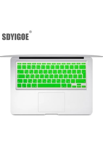Yeşil Mac Kitap Hava 11 Inç Rus Renkli Klavye Filmi Ab Silikon Klavye Koruyucu Kapak AIR11.6 A1465 A1370 Ru (Yurt Dışından)