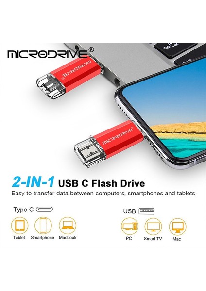 Mavi 128GB Akıllı USB 2.0 Flash Sürücü Tip-C Otg 2 In 1 128GB 64GB 32GB 16GB Pendrive Memory Stick Telefon Notebook Için (Yurt Dışından)