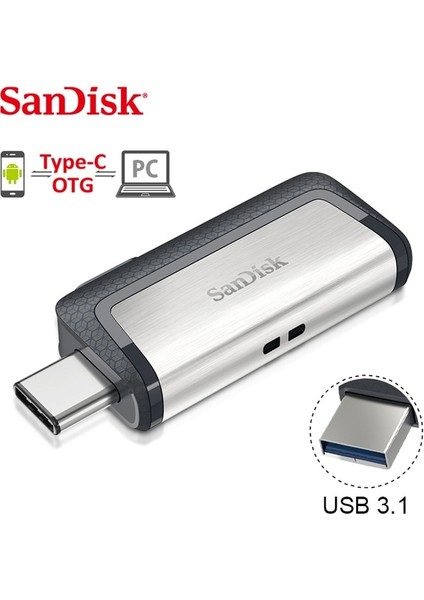 Sdddc2 128GB 100% Sandisk USB C 128GB Sdddc2 Extreme Type-C Usb3.1 32GB Çift Otg USB Flash Sürücü 64GB Kalem Sürücüleri 256GB 150M/S Mini Pendrive (Yurt Dışından)