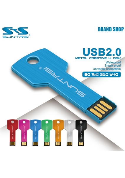 Gümüş 128 GB Suntrsi USB Flash Sürücü 8 GB 16G Pendrive 32 GB 64G 128G Kalem Sürücü Su Geçirmez USB Sopa Флэш-Накопите U-Disk 2.0 Anahtar Hediye Pc Için (Yurt Dışından)