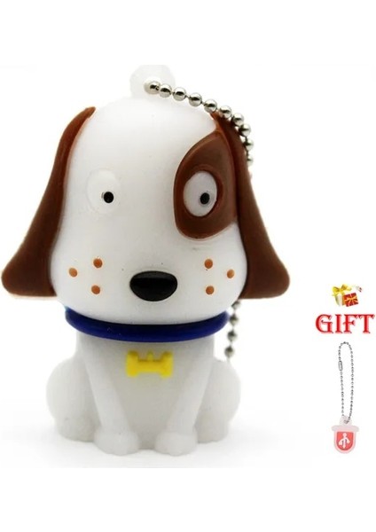 Beyaz 32GB Jaster Karikatür Kalem Sürücü 64GB Sevimli Evcil Köpek USB Flash SÜRÜCÜLER32GB Çocuk Günü Hediyesi Memory Stick 16GB Ücretsiz Anahtarlık U Disk (Yurt Dışından)