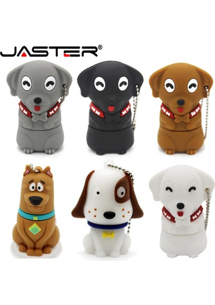 Beyaz 32GB Jaster Karikatür Kalem Sürücü 64GB Sevimli Evcil Köpek USB Flash SÜRÜCÜLER32GB Çocuk Günü Hediyesi Memory Stick 16GB Ücretsiz Anahtarlık U Disk (Yurt Dışından)