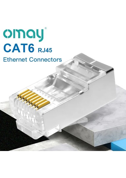 Cat6 Korumasız 100 Adet RJ45 Cat6 CAT5E Konektörü 8P8C Modüler Fiş Adaptörü Ethernet Kablosu Kafası 1 Gbps Gigabit Ağ Kıvrım Kristal Utp 10/50 Adet Omay (Yurt Dışından)