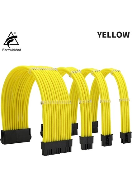Sarı Kit E Formulamod Nck1 Serisi Psu Uzatma Kablosu Kiti, Düz Renk Kablo Katı Combo 300MM ATX24PIN PCI-E8PIN CPU8PIN Taraklı (Yurt Dışından)