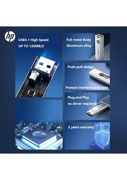 128 GB Hp X796 Usb3.1 Metal USB Flash Sürücü 32 GB 64 GB 128 GB 256 GB Kalem Sürücü Yaratıcı Kişilik Araba Müzik Hediye Yüksek Hızlı USB Pendrive (Yurt Dışından)