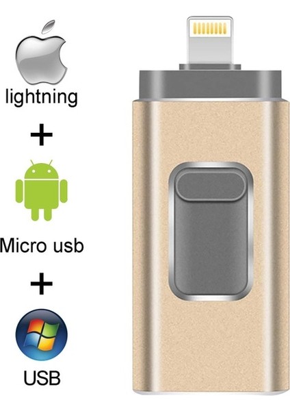 Altın 16GB USB Flash Sürücü Pendrive iPhone 6/6s/6plus/7/7plus/8/x Usb/otg/lightning 32G 64GB Kalem Sürücü Ios Harici Depolama Aygıtları Için (Yurt Dışından)