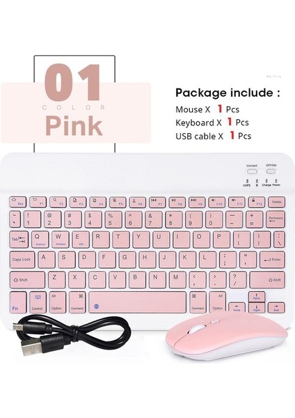 Pembe Fare Bluetooth Klavye iPad Xiaomi Samsung Huawei Tablet Dizüstü Ios Android Rusça Arapça Kore Taşınabilir Kablosuz Klavye (Yurt Dışından)