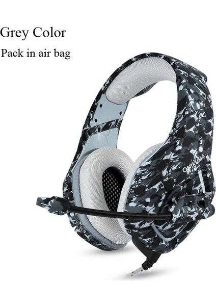K1-B Grı Onıkuma K1 Kamuflaj Oyun Kulaklıkları 3.5mm Kablolu Fone Mikrofonlu Kulaklıklar Gürültü Önleyici Ps4 Dizüstü Bilgisayar Auriculares (Yurt Dışından)