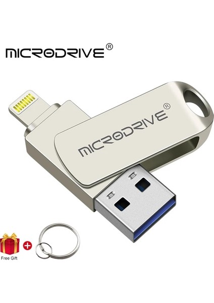 Gümüş 128 GB Usb3.0 Flash Sürücü Tüm iPhone X/artı/se/ipad 2 In 1 Kalem Sürücü USB Bellek Çubuğu 64 GB 128 GB 256 GB Metal Pendrive (Yurt Dışından)