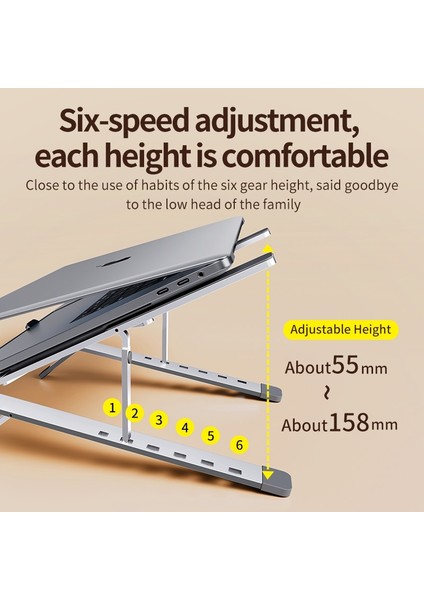 Gümüş Mc Dizüstü Bilgisayar Standı Alüminyum Katlanabilir Taşınabilir Ayarlanabilir Tutucu Gri Dizüstü Bilgisayar Standı 9-15.6 Inç Dizüstü Bilgisayar Için (Yurt Dışından)