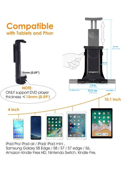 Siyah Araba Hava Firar Çift Montaj Tutucu Standı 7 Ila 11 Inç ipad Mini Pro Hava Samsung Galaxy Tab Tablet Pc Için Huawei Xiaomi Tablet (Yurt Dışından)