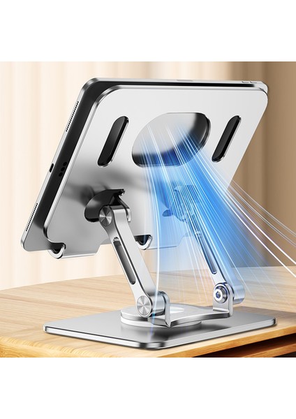 Gümüş Katlanabilir Tablet Braketi Standı 360 Derece Dönen Delikli Kaymaz Tablet Tutucu Masası Yüksekliği Cep Telefonu Için Ayarlanabilir (Yurt Dışından)