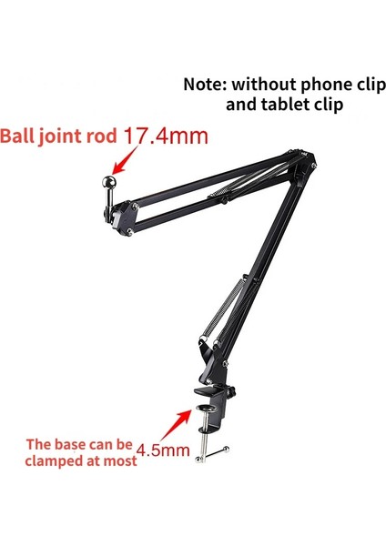 B Metal Masaüstü Standı Uzun Kol Tablet Standı Yatak Masaüstü Döner Braket Desteği Akıllı Telefon Tutucu Mikrofon Bomu (Yurt Dışından)