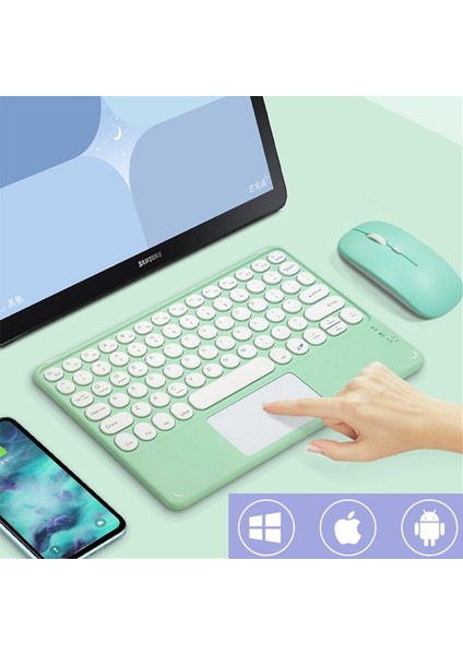 Koyu Yeşil iPad Xiaomi Samsung Huawei Tablet Android Ios Windows Için Uygun iPad Klavye ve Fare Kombinasyonu Kablosuz Bluetooth Klavye Seti (Yurt Dışından)