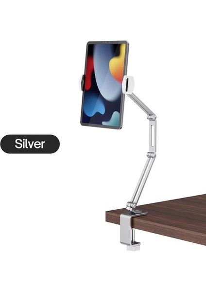 Gümüş Yatak Masası Tablet Standı 4 Inç Ila 12.9 Inç Cep Telefonları Tabletler Tembel Kol Ayarlanabilir Alüminyum Alaşım Tutucu iPad Samsung Için (Yurt Dışından)