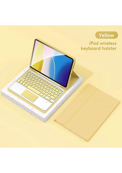 Sarı Bluetooth Uyumlu Klavye Koruyucu Deri Kılıf Seti Kablosuz Klavye Ipad PRO11 Air5 10.9/11 Inç Için Uyumlu (Yurt Dışından)