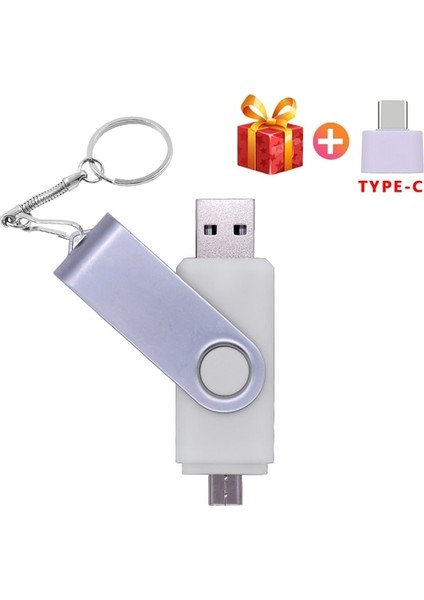 Beyaz 128GB USB 2.0 Flash Sürücü Akıllı Telefon Otg 4gb 8gb 16GB 32GB 64GB Pendrive 3 In 1 USB Memory Stick Flash Sürücü (10 Adetten Fazla Ücretsiz Logo) (Yurt Dışından)