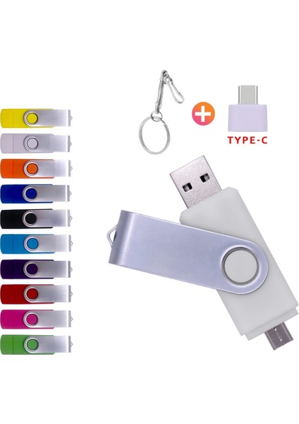 Beyaz 128GB USB 2.0 Flash Sürücü Akıllı Telefon Otg 4gb 8gb 16GB 32GB 64GB Pendrive 3 In 1 USB Memory Stick Flash Sürücü (10 Adetten Fazla Ücretsiz Logo) (Yurt Dışından)