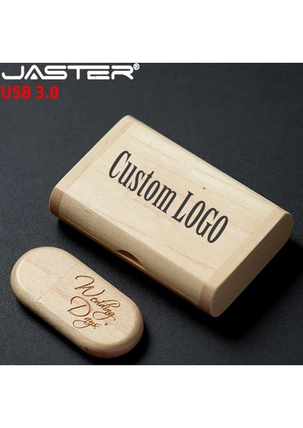 Ceviz Ahşap USB 64 GB Jaster USB 3.0 Yüksek Hızlı Logo Ahşap + Kutu Kişisel Logo Müşteri Pendrive 8 GB 16 GB 32 GB 64 GB USB Flash Sürücü Kalem Sürücü U Disk (Yurt Dışından)