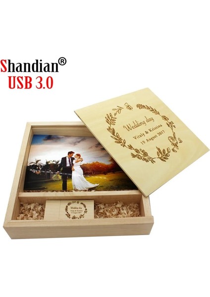 Akçaağaç Kutu ile 32GB Shandıan Ahşap Albüm Tarzı Yüksek Hızlı USB 3.0 4gb 8gb 16GB Moda Hediye 32GB 64GB USB + Kutu Düğün Fotoğrafçılığı Ücretsiz Özel Logo (Yurt Dışından) indirimleri