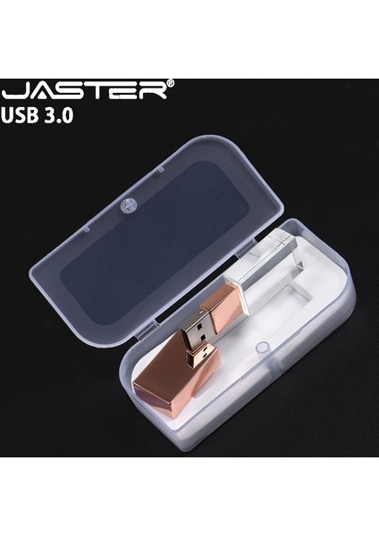 Kutu ile Gül Altın 32 GB Jaster USB 3.0 Flash Sürücü Gül Altın Kristal Özel 3D Logo Kalem Sürücü Düğün Harika Hediye Pendrive Siyah Memory Stick 128 GB 64 GB (Yurt Dışından)