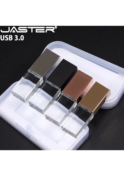 Kutu ile Gül Altın 32 GB Jaster USB 3.0 Flash Sürücü Gül Altın Kristal Özel 3D Logo Kalem Sürücü Düğün Harika Hediye Pendrive Siyah Memory Stick 128 GB 64 GB (Yurt Dışından)