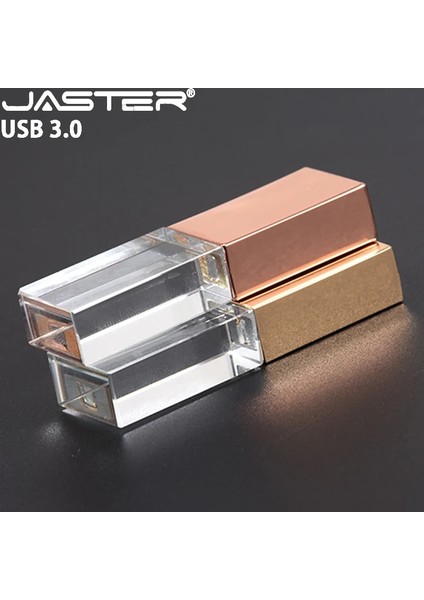 Kutu ile Gül Altın 32 GB Jaster USB 3.0 Flash Sürücü Gül Altın Kristal Özel 3D Logo Kalem Sürücü Düğün Harika Hediye Pendrive Siyah Memory Stick 128 GB 64 GB (Yurt Dışından)