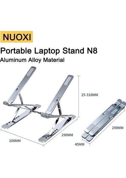 N3 Standart Siyah Nuoxı N8 Taşınabilir Laptop Standı Macbook Tablet Dizüstü Bilgisayar Için Alüminyum Alaşım Soğutma Pedi Akıllı Lenovo Için Kolay Katlanabilir Tutucu (Yurt Dışından)